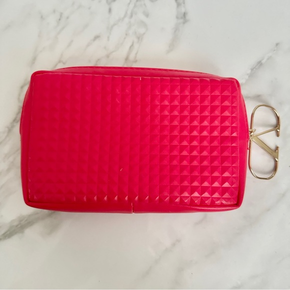 Valentino Beauty Toiletry Cosmetic Bag Pouch Red Gold - Picture 2 of 8